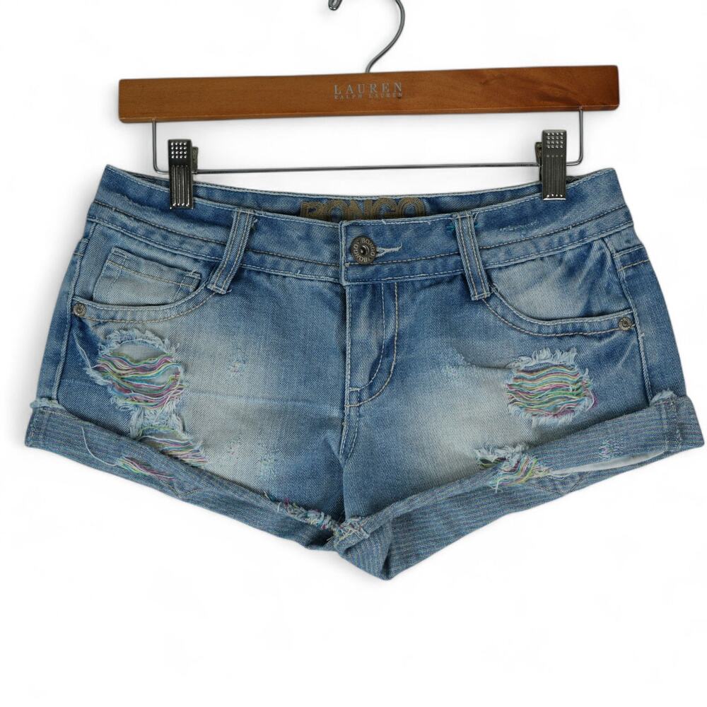Bongo Shorts Womens 3 (29x2) Blue Cutoff Distressed Booty Hot Pants Festival